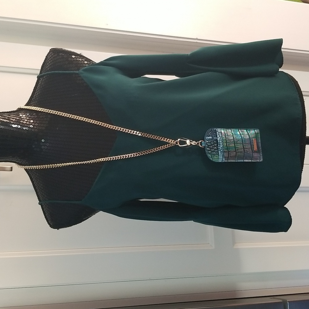 SOLD! NWT!Brahmin Stevie Blue Topaz Croc Embossed Leather ID Card Case Lanyard - Picture 2 of 15